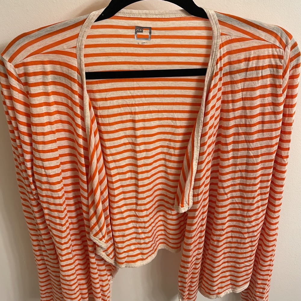 JCPenney Cardigan Size L Color Orange Cream - Picture 2 of 7